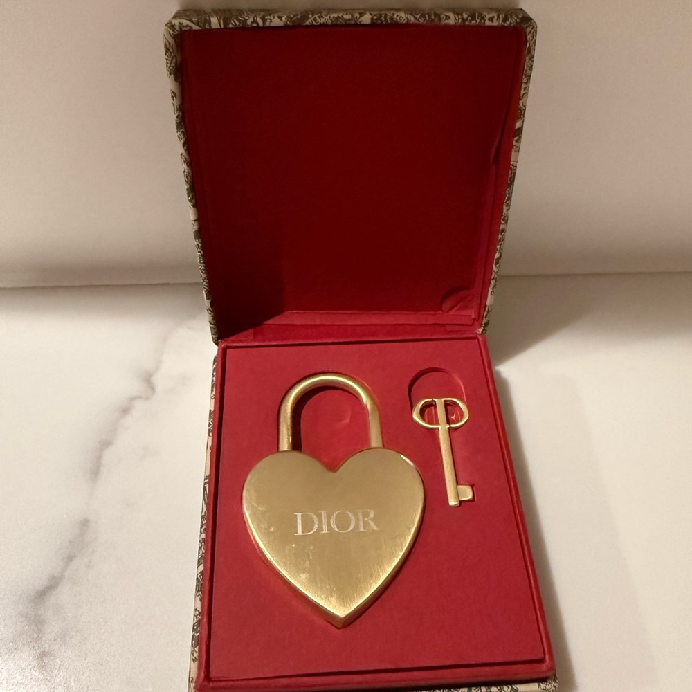 New Dior Gold Heart Padlock with Key